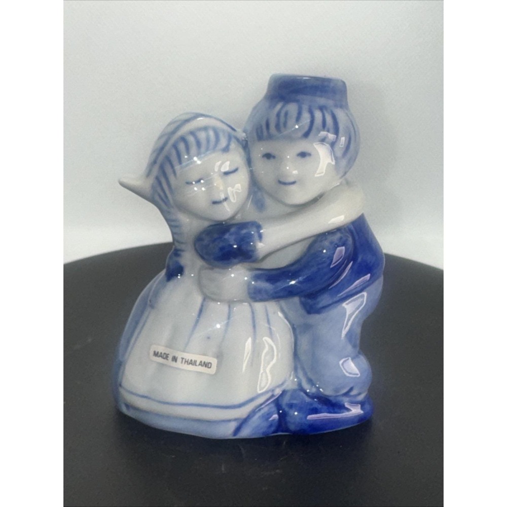 Delft Blue Couple - Blue & White - Hand‎ Painted - Vtg